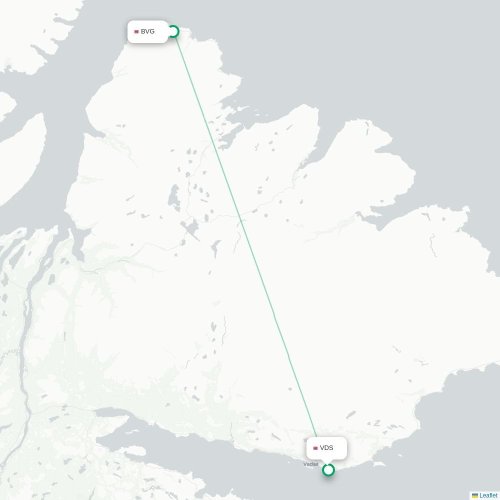 Mapa de vuelo directo Berlevag - Vadsø