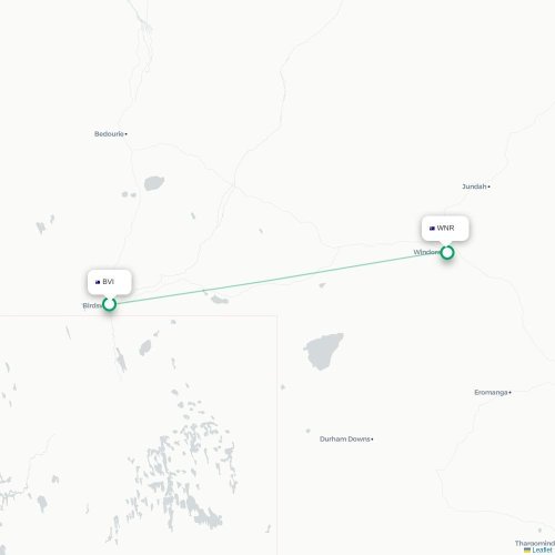 Birdsville - Windorah kort over direkte fly