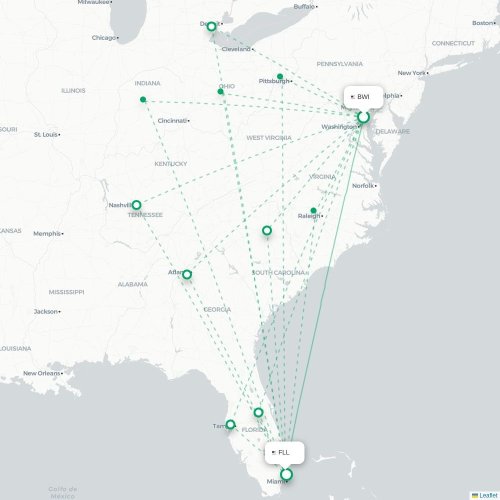 Mapa de vuelo directo Baltimore - Fort Lauderdale