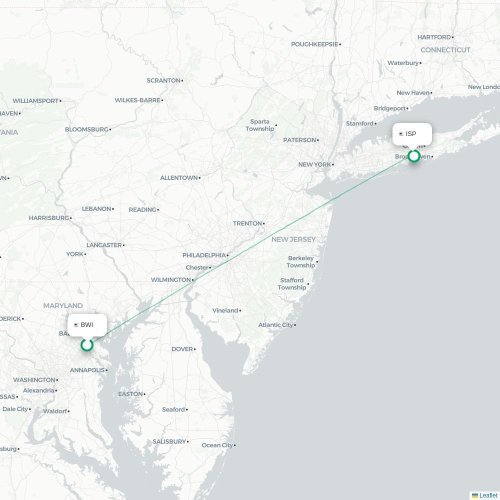 Mapa lotu bezpośredniego Baltimore – Islip