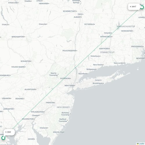 Mapa lotu bezpośredniego Baltimore – Manchester