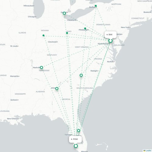 Mapa de vuelo directo Baltimore - Fort Myers