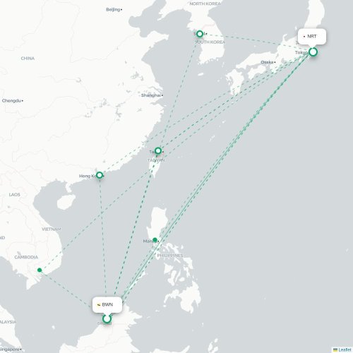 Mapa de vuelo directo Bandar Seri Begawan - Tokio