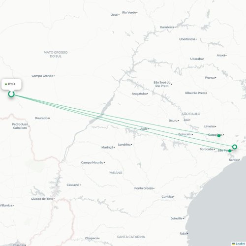 Route map Bonito  BYO airport