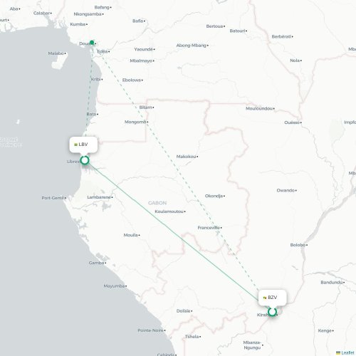 Brazzaville - Libreville karta över direktflyg