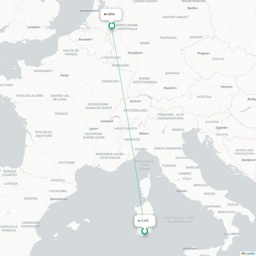 Cagliari - Weeze karta över direktflyg