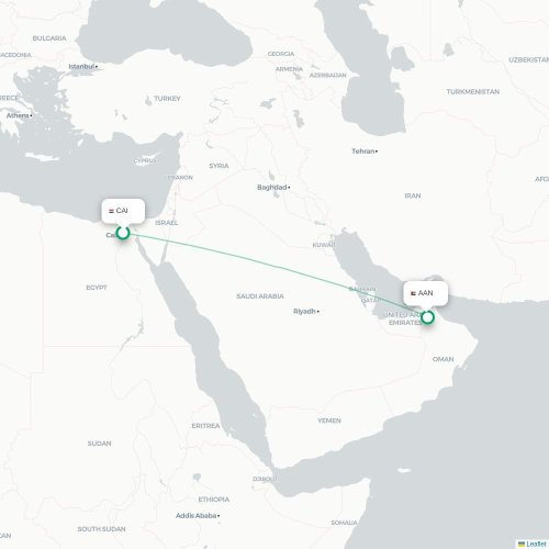 Mapa lotu bezpośredniego Kair – Al Ajn
