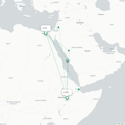 Le Caire - Addis Abeba carte du vol direct