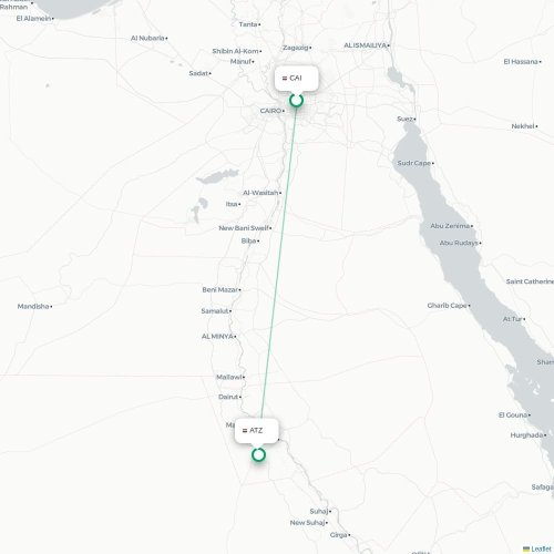 Mapa de vuelo directo El Cairo - Asiut