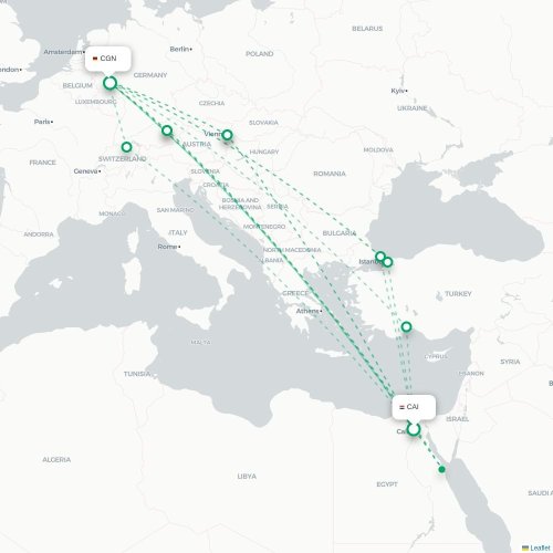 Mapa de vuelo directo El Cairo - Colonia