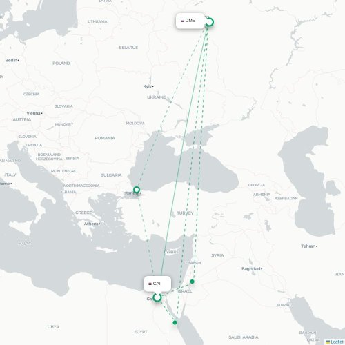 Mapa lotu bezpośredniego Kair – Moskwa