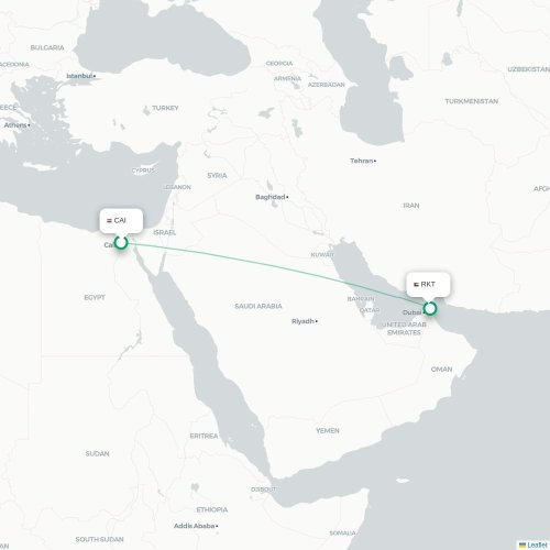 Mapa lotu bezpośredniego Kair – Ras al-Chajma