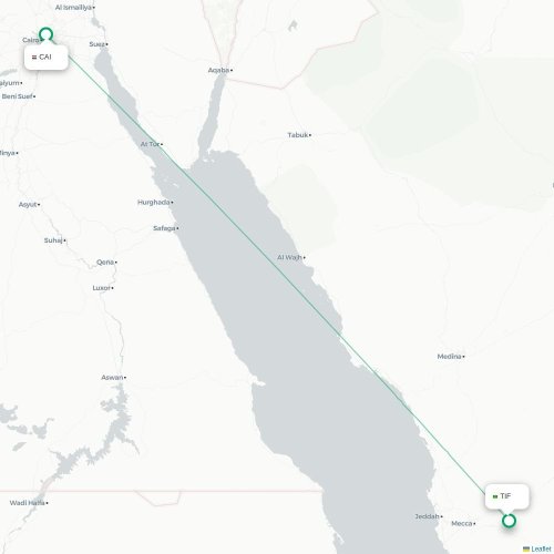 Mapa de vuelo directo El Cairo - Taif