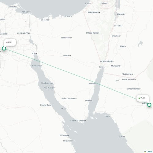Mapa de vuelo directo El Cairo - Tabuk