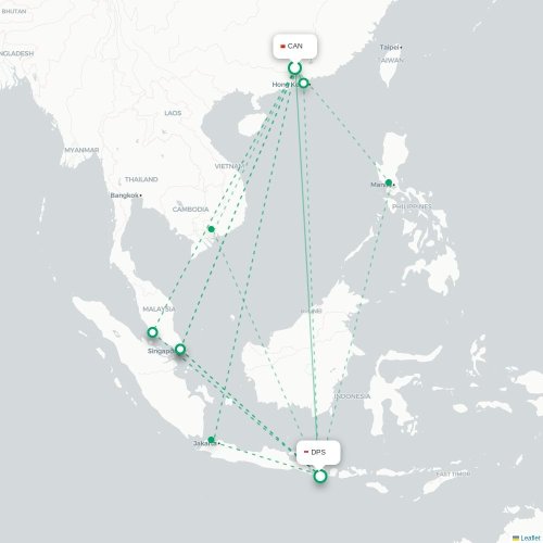 Mapa lotu bezpośredniego Kanton – Denpasar