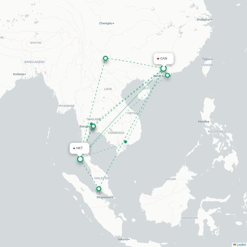 Mapa lotu bezpośredniego Kanton – Phuket
