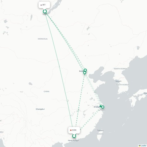 Mapa lotu bezpośredniego Kanton – Irkuck