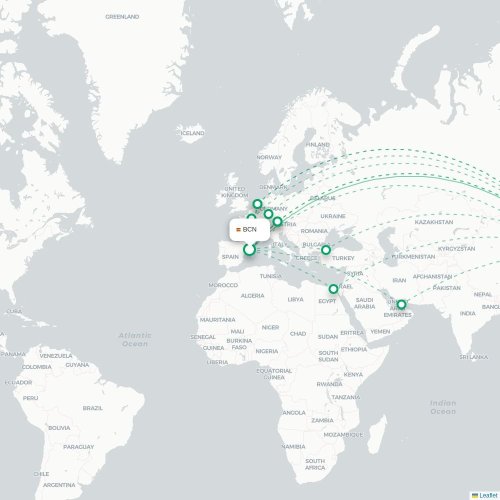 Mapa lotu bezpośredniego Kanton – Pekin