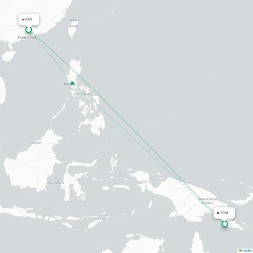 Mapa lotu bezpośredniego Kanton – Port Moresby