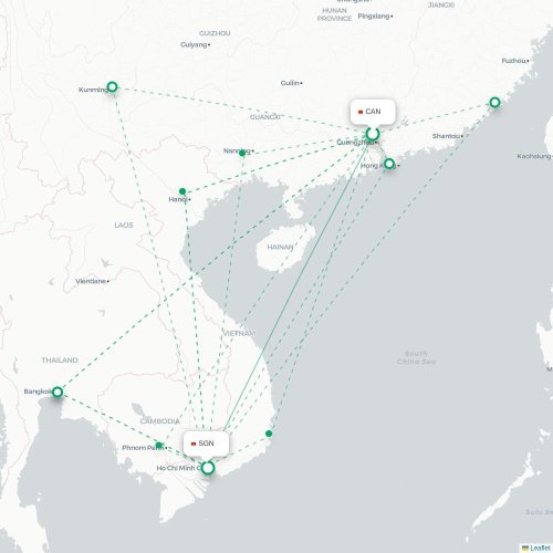 Mapa lotu bezpośredniego Kanton – Ho Chi Minh