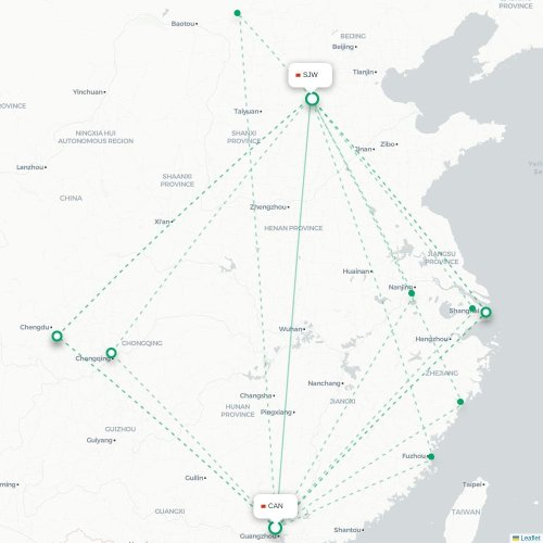 Mapa lotu bezpośredniego Kanton – Shijiazhuang