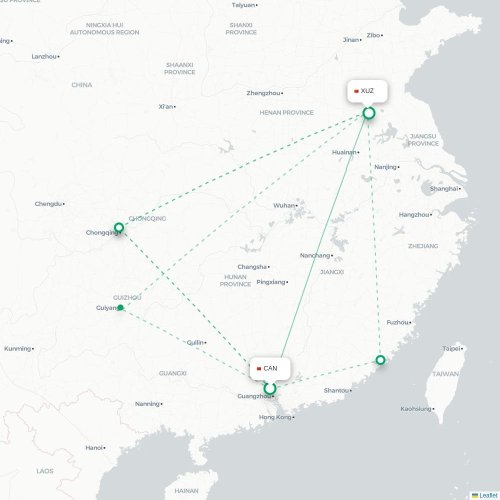 Mapa lotu bezpośredniego Kanton – Xuzhou