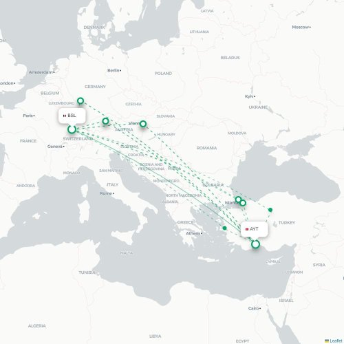Mapa de vuelo directo París - Antalya