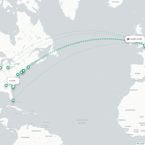 Mapa de vuelo directo París - Londres