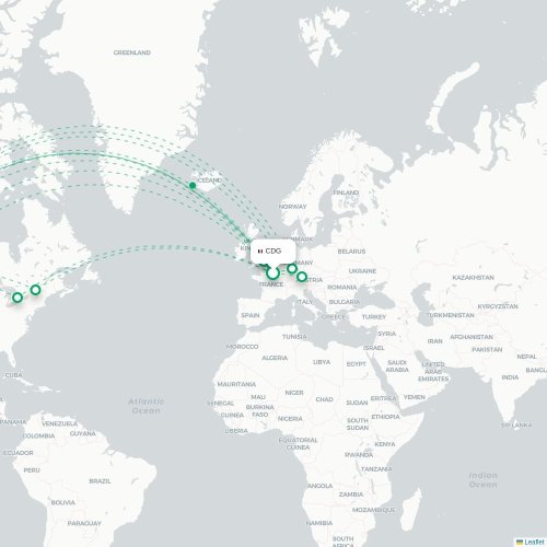 Paris - Vancouver carte du vol direct
