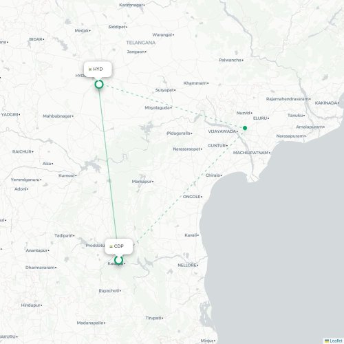 Mapa lotu bezpośredniego Kadapa – Hyderabad
