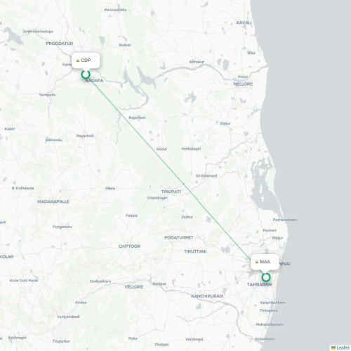 Mapa lotu bezpośredniego Kadapa – Madras
