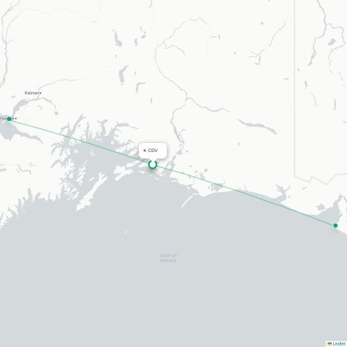 Mapa lotu bezpośredniego Cordova – Yakutat