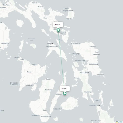 Cebu City - Daraga kort over direkte fly