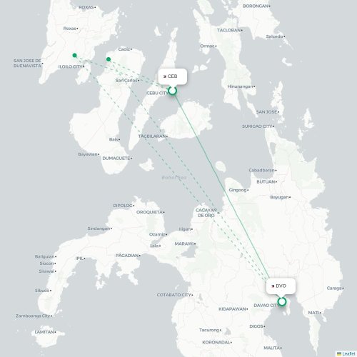 Mapa lotu bezpośredniego Cebu City – Davao