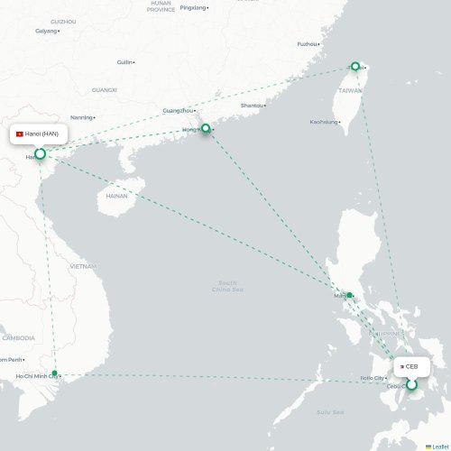 Mapa lotu bezpośredniego Cebu City – Hanoi