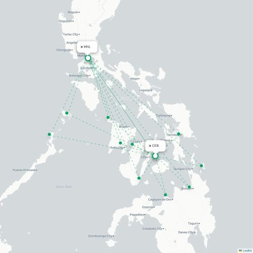 Mapa lotu bezpośredniego Cebu City – Manila