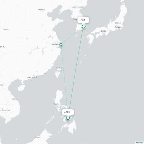 Mapa lotu bezpośredniego Cebu City – Taegu