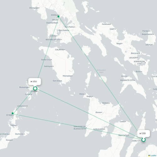 Mapa lotu bezpośredniego Cebu City – Busuanga