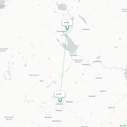 Mapa de vuelo directo Cherepovéts - Moscú