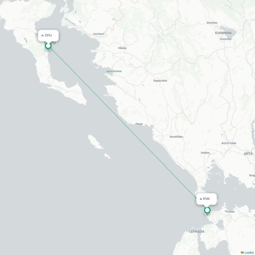 Corfou, Corfou - Prévéza carte du vol direct