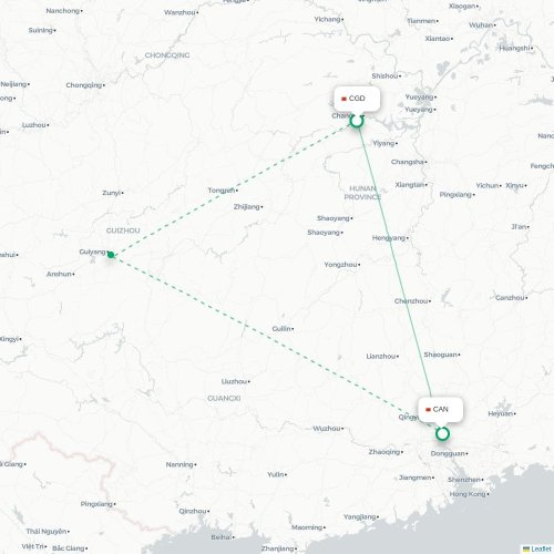 Mapa lotu bezpośredniego Changde – Kanton