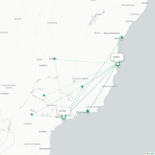 Mapa lotu bezpośredniego São Paulo – Porto Seguro