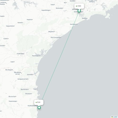 Mapa lotu bezpośredniego São Paulo – Florianópolis