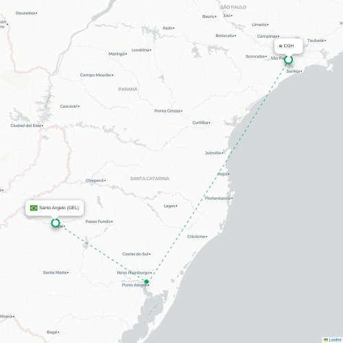 Mapa lotu bezpośredniego São Paulo – Santo Angelo