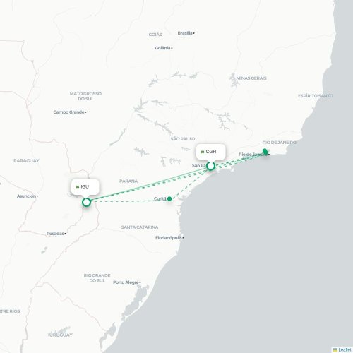 Mapa lotu bezpośredniego São Paulo – Foz do Iguaçu