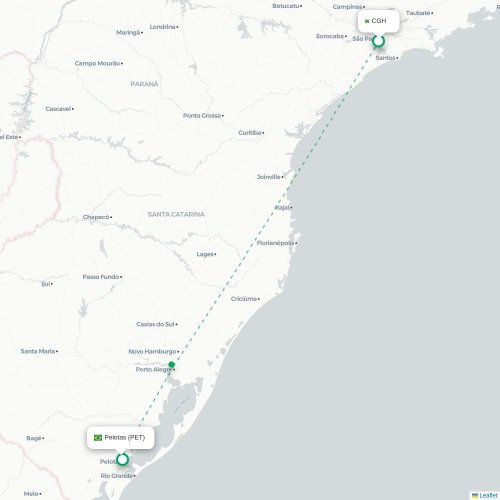 Mapa lotu bezpośredniego São Paulo – Pelotas