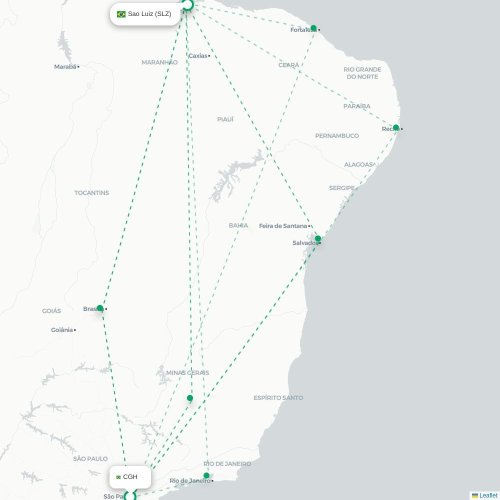 Mapa lotu bezpośredniego São Paulo – São Luís