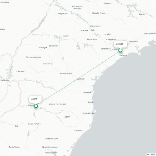 Mapa lotu bezpośredniego São Paulo – Chapecó