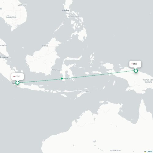 Mapa lotu bezpośredniego Dżakarta – Jayapura