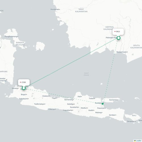 Mapa lotu bezpośredniego Dżakarta – Palangkaraya